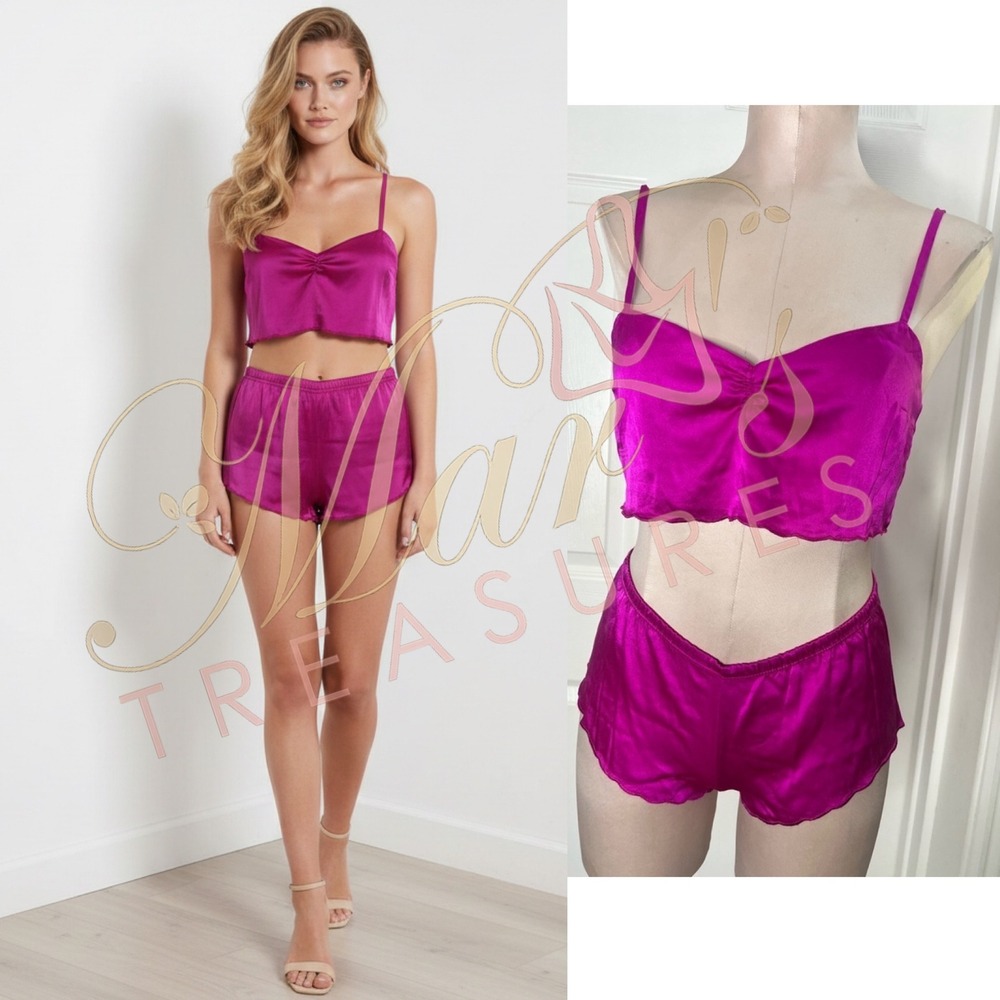 Zinke Fuchsia Pink Silk Blend Lounge Pajama PJs Sz M